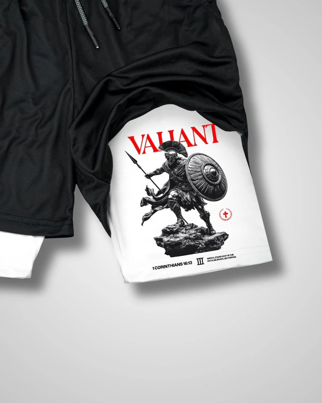 1 Corinthians 16:13 ’Valiant’ Youth Performance Shorts - Image 3