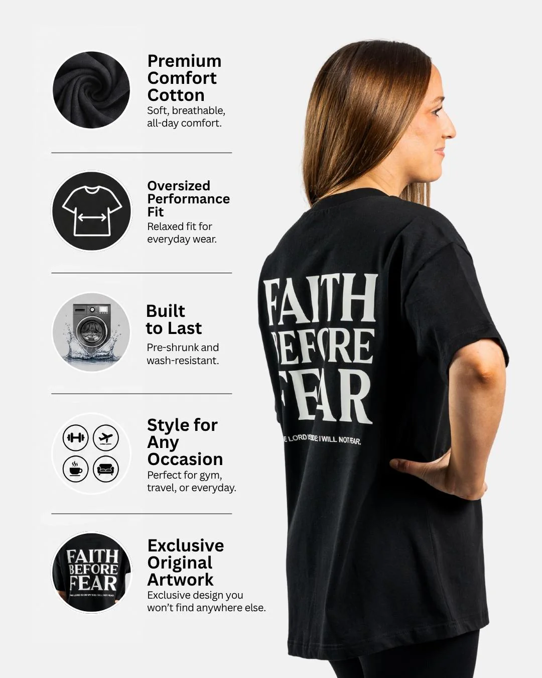 'Faith Before Fear' Women’s Oversized T-Shirt - Image 2