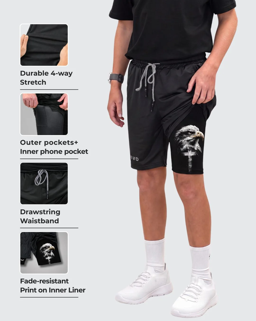 Isaiah 40:31 'Eagle Cross' Youth Performance shorts - Image 2