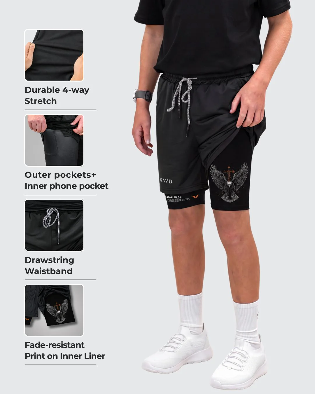 Isaiah 40:31 'Eagle’s Ascent' Youth Performance shorts - Image 2