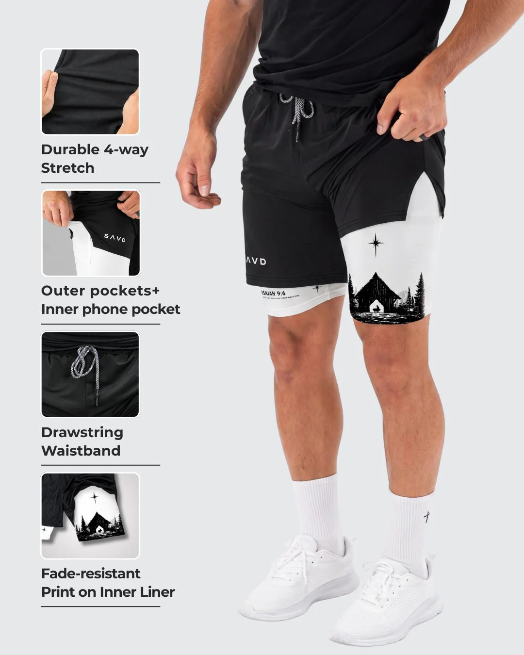 Isaiah 9:6 'The Bethlehem Star' Men's Performance Shorts - Image 2