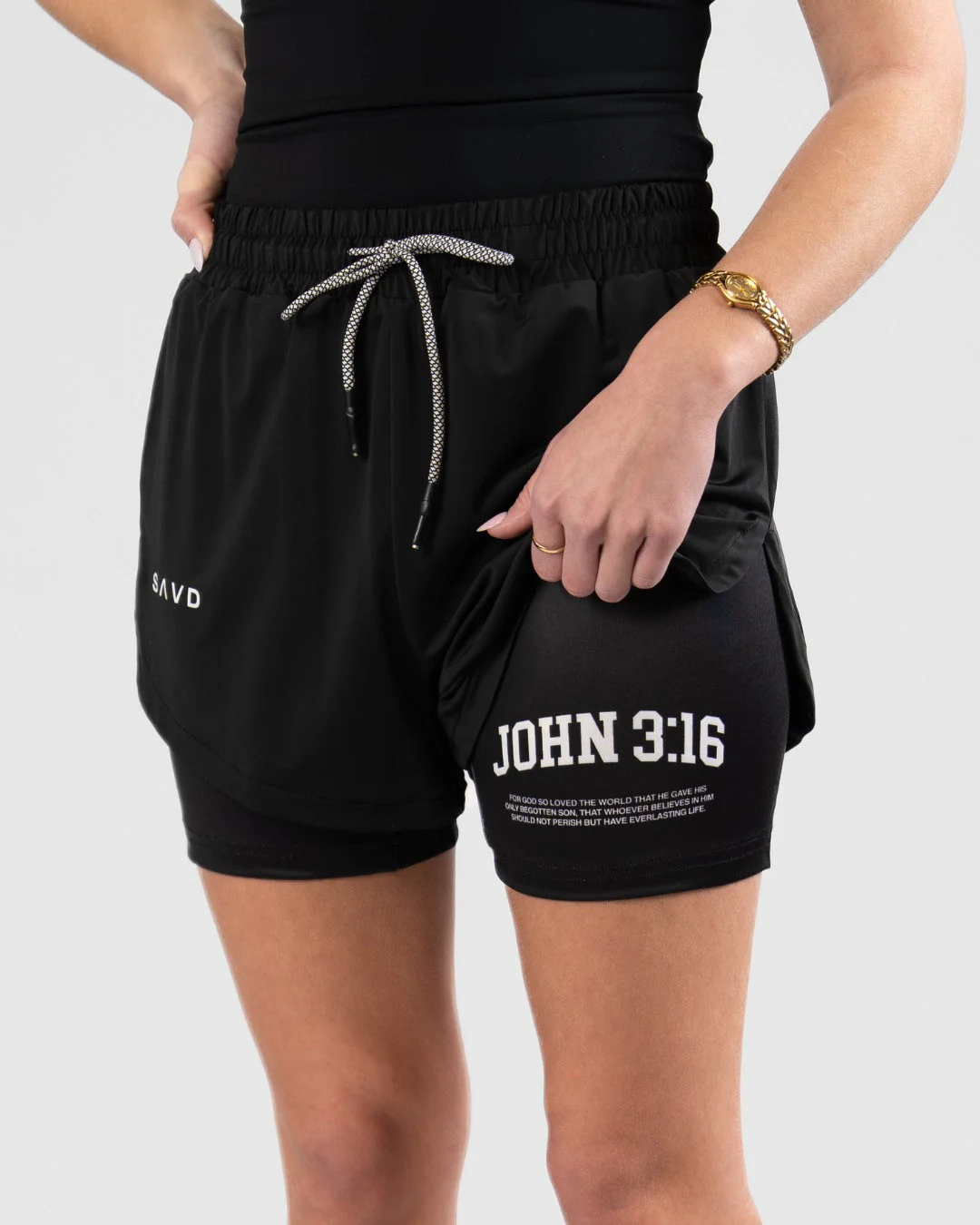 John 3:16 ’College Scripture’ Women’s Performance Shorts - Image 4