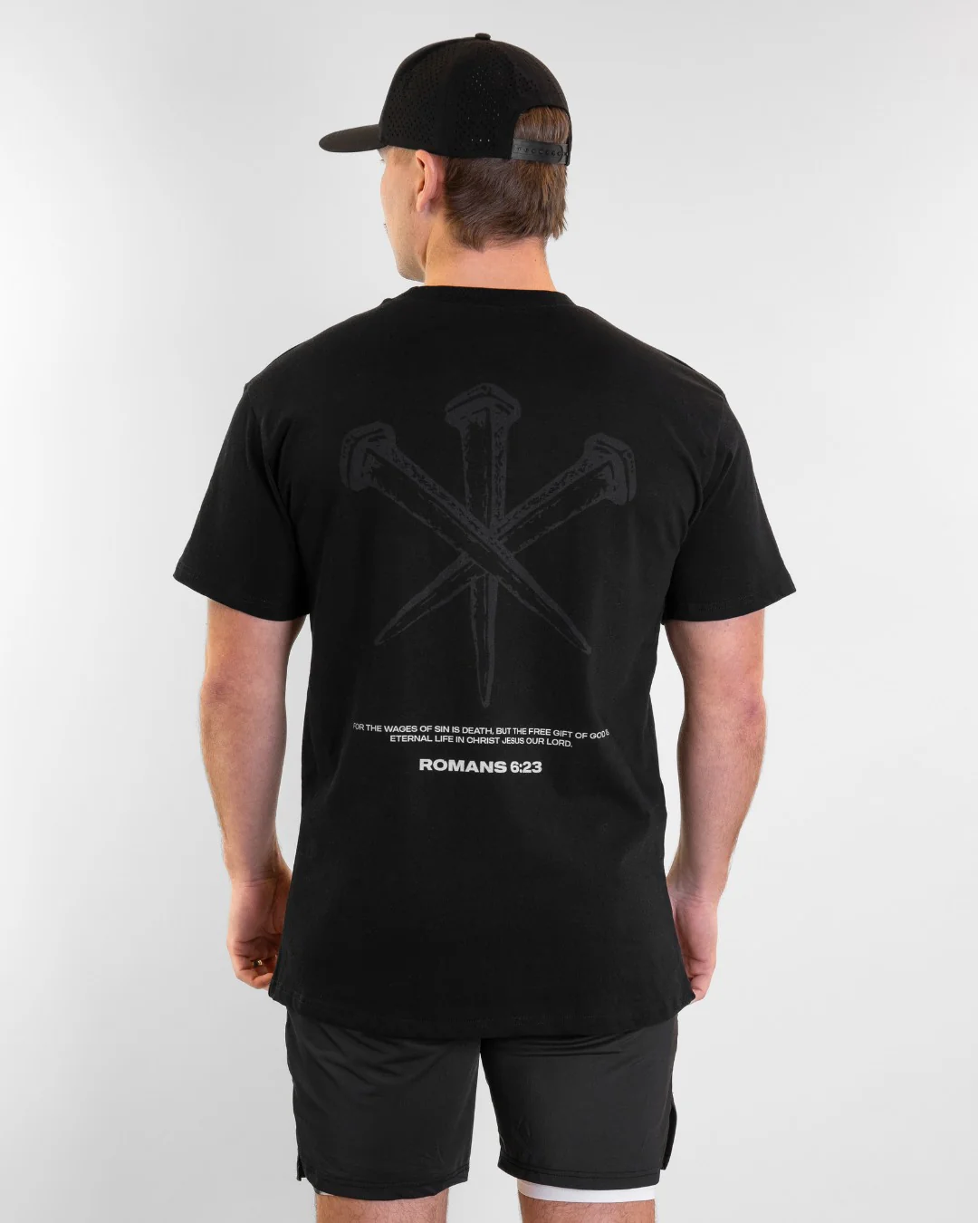 Romans 6:23 Three Nails Oversized T-Shirt - Image 4